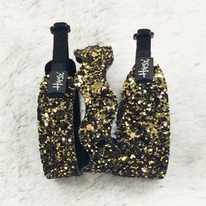 Hipsy Bracelet Adjustable Diva Black Gold Skinny Wave or Wide Bling Glitter Cuff